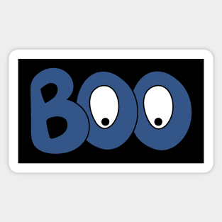 BOO text art blue bubble letters with cartoon eyes Sticker